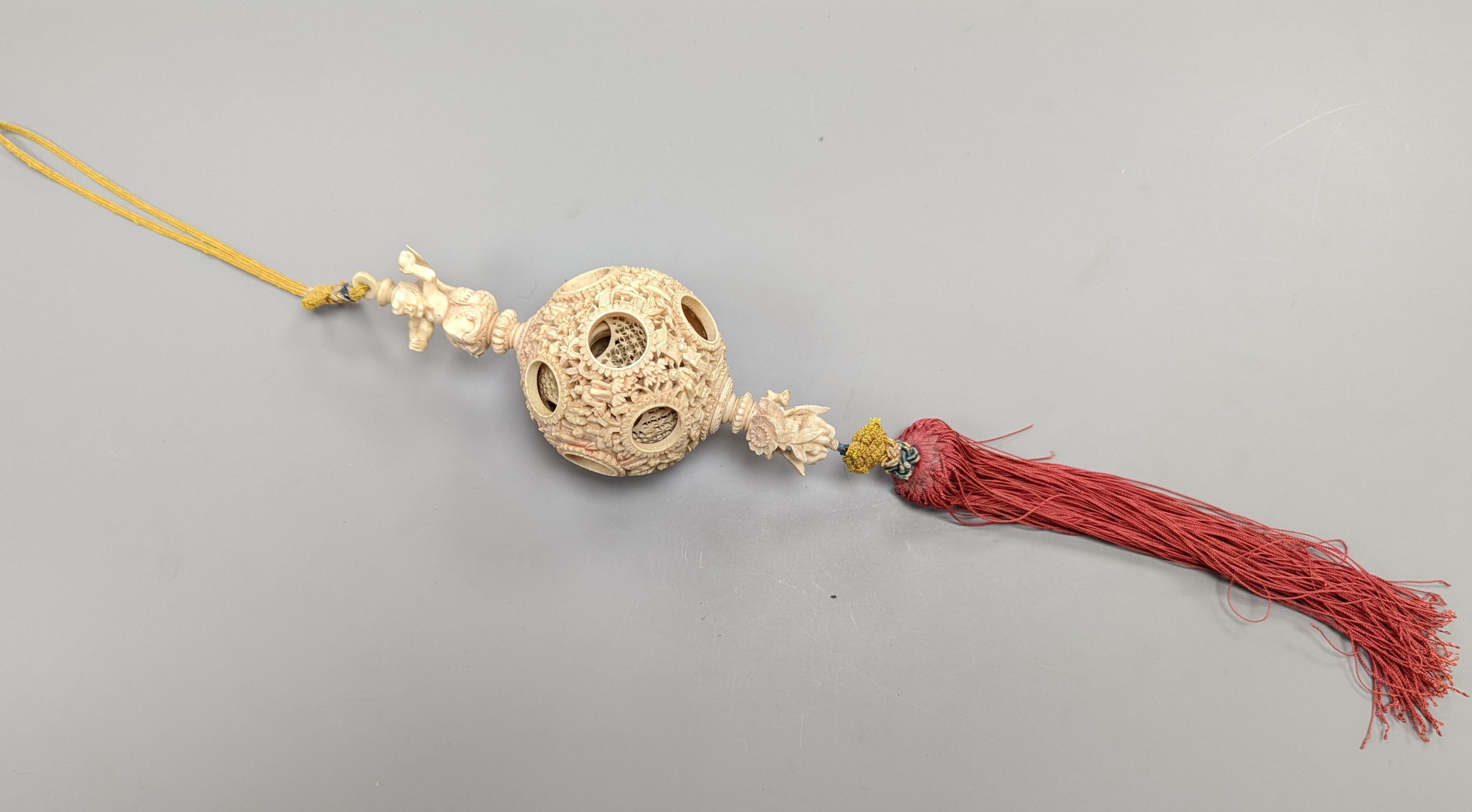 A 19th century Chinese carved ivory concentric ball